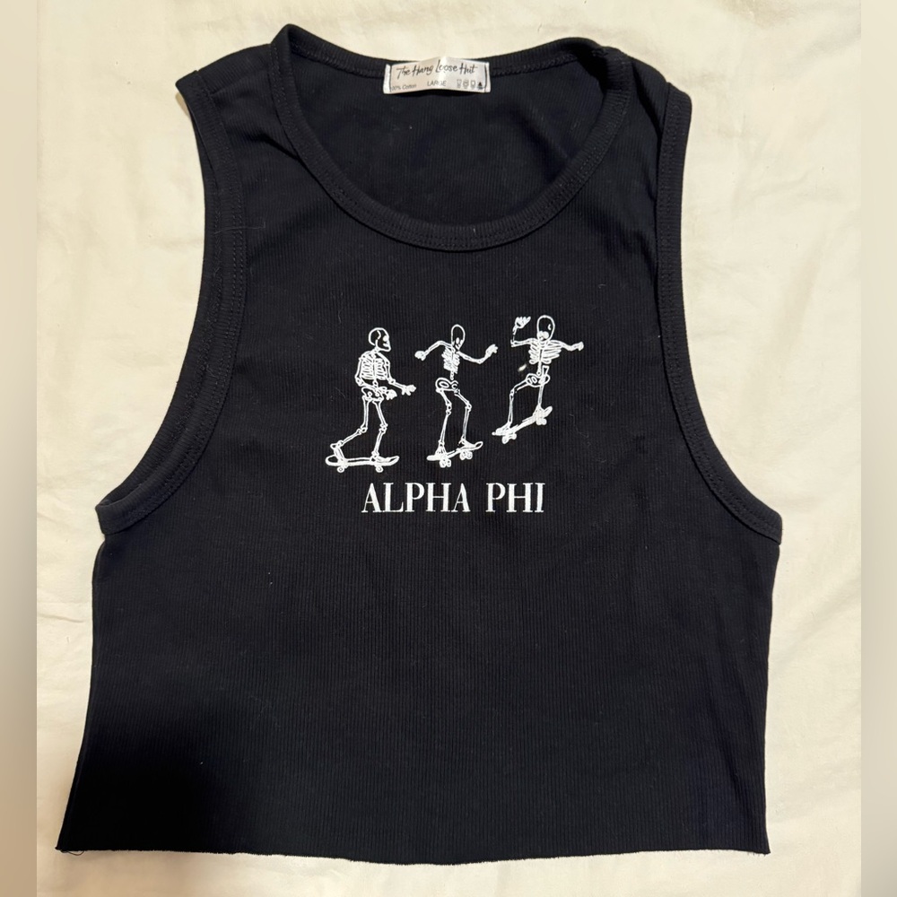 The Hang Loose Hut Black Cropped Tank - Alpha Phi